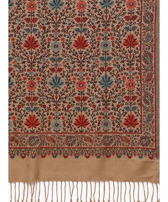 Indo Era Beige Pashmina Silk Woven Dupatta 2