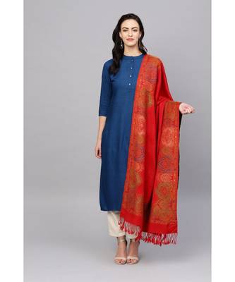 Indo Era Red Pashmina Silk Woven Dupatta 1