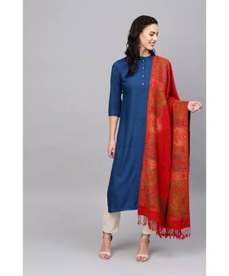 Indo Era Red Pashmina Silk Woven Dupatta 2