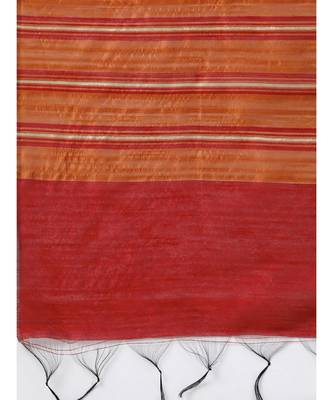 Indo Era Orange Art Silk Woven Dupatta 2
