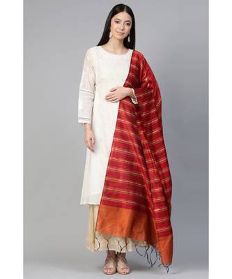 Indo Era Red Art Silk Woven Dupatta 1