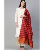 Indo Era Red Art Silk Woven Dupatta