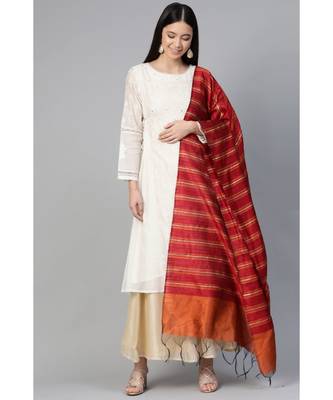Indo Era Red Art Silk Woven Dupatta 2