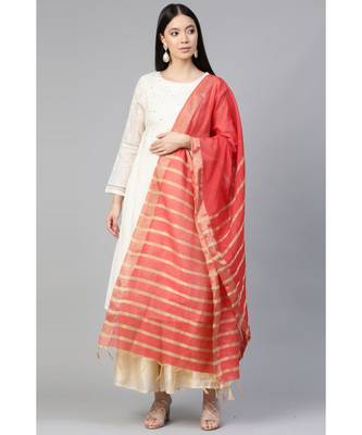 Indo Era Red Art Silk Woven Dupatta 1
