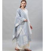 Indo Era Blue Woven Design Art Silk Dupatta