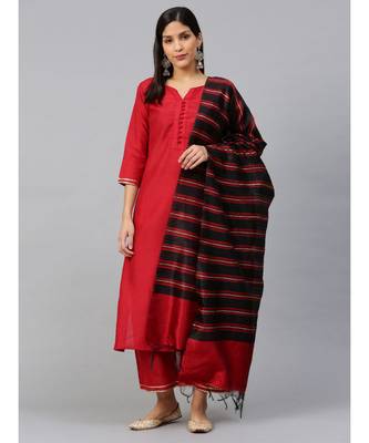 Indo Era Black Woven Design Art SilkDupatta 1