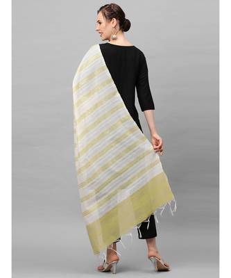 Indo Era Olive Art Silk Woven Dupatta 2