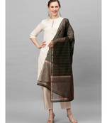 Indo Era Green Art Silk Woven Dupatta