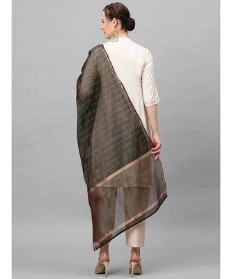 Indo Era Green Art Silk Woven Dupatta 2