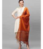Indo Era Orange Art Silk Woven Dupatta