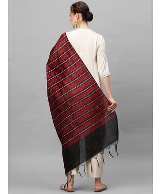 Indo Era Black Art Silk Woven Dupatta 2