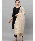 Indo Era Cream Art Silk Woven Dupatta