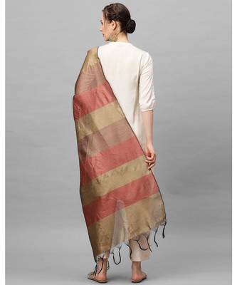 Indo Era Red Art Silk Woven Dupatta 2