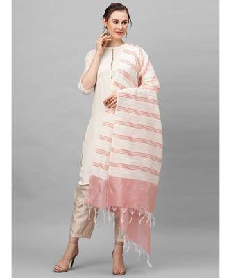 Indo Era Pink Art Silk Woven Dupatta 1