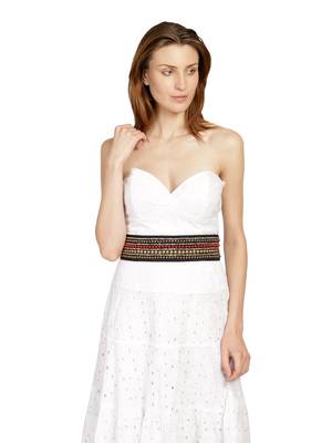 Anekaant Black & Multi Striped Embellished Canvas Belt 1