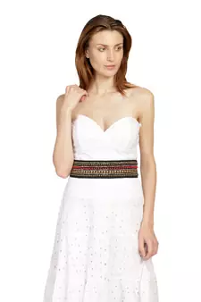 Anekaant Black & Multi Striped Embellished Canvas Belt