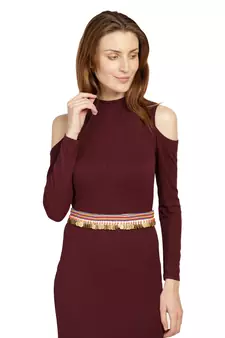 Anekaant Natural & Multi Coin Embellished Canvas Belt