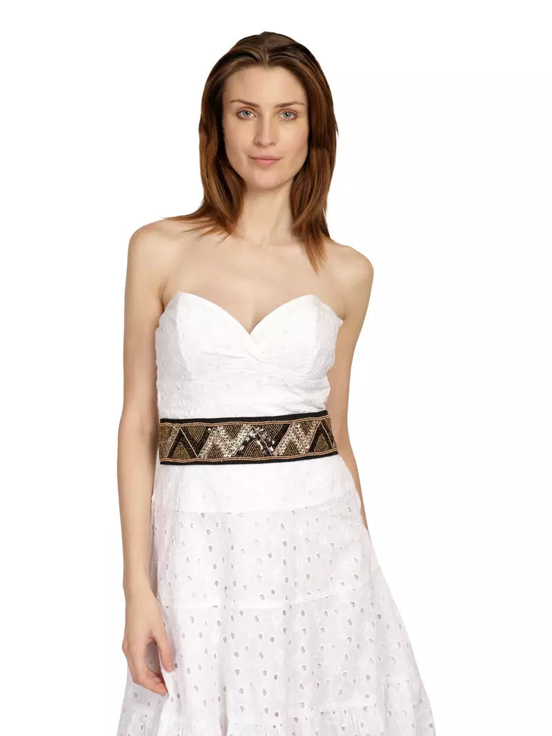 Anekaant Black & Gold Embellished Canvas Belt