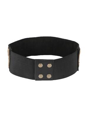 Black & Gold Embellished Canvas Belt 4
