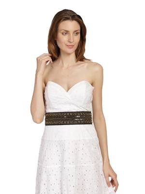 Anekaant Black & Gold Embellished Canvas Belt 1