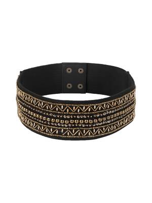 Anekaant Black & Gold Embellished Canvas Belt 3