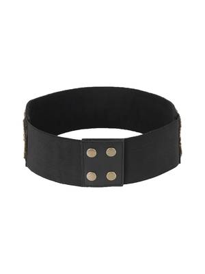 Anekaant Black & Gold Embellished Canvas Belt 4