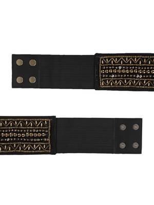 Anekaant Black & Gold Embellished Canvas Belt 5