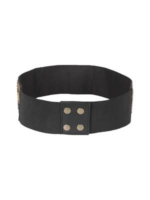 Anekaant Black & Antique Embellished Canvas Belt 4