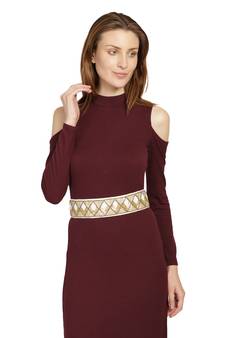 Anekaant Nude & Gold Embellished Belt