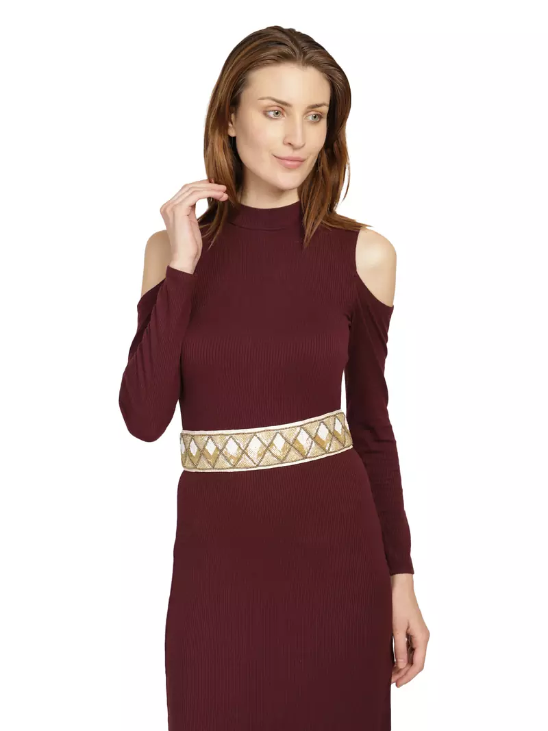 Anekaant Nude & Gold Embellished Belt