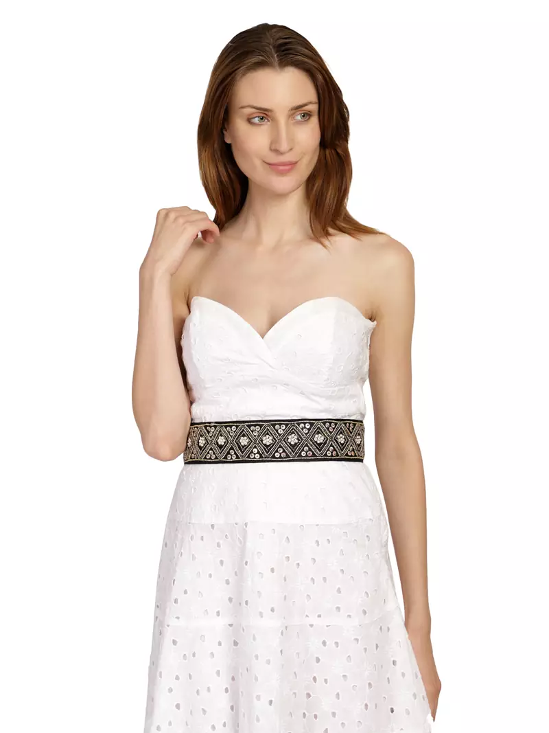 Anekaant Black & Multi Embellished Canvas Belt