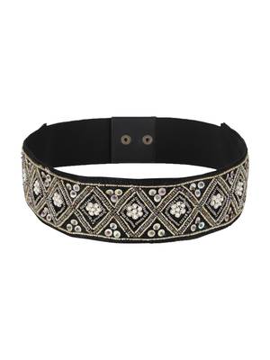 Anekaant Black & Multi Embellished Canvas Belt 3