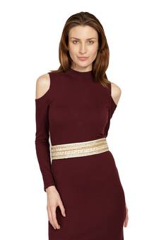 Anekaant Nude & Gold Embellished Belt