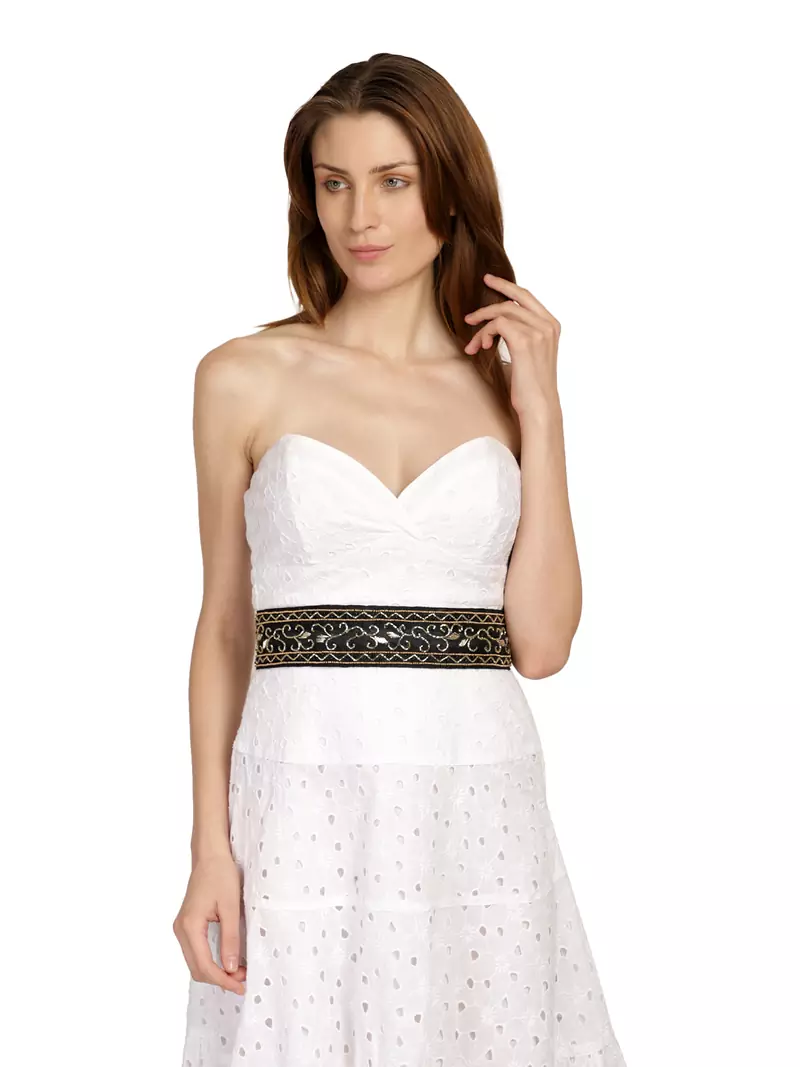 Anekaant Black & Gold Embellished Belt