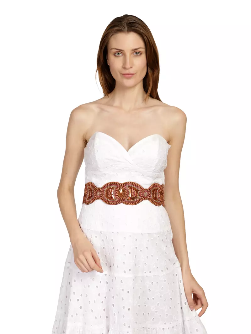 Anekaant Rust Embellished Belt