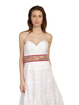 Pink & Multi Striped Embellished Canvas Belt 1