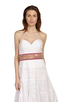 Anekaant Pink & Multi Striped Embellished Canvas Belt