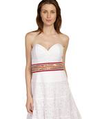 Pink & Multi Striped Embellished Canvas Belt