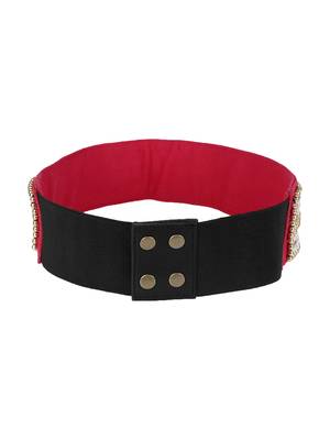 Pink & Multi Striped Embellished Canvas Belt 4