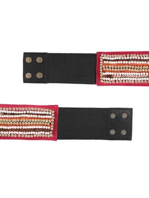 Pink & Multi Striped Embellished Canvas Belt 5