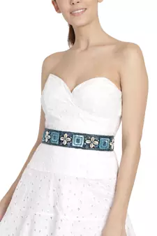 Anekaant Black & Blue Embellished Canvas Belt