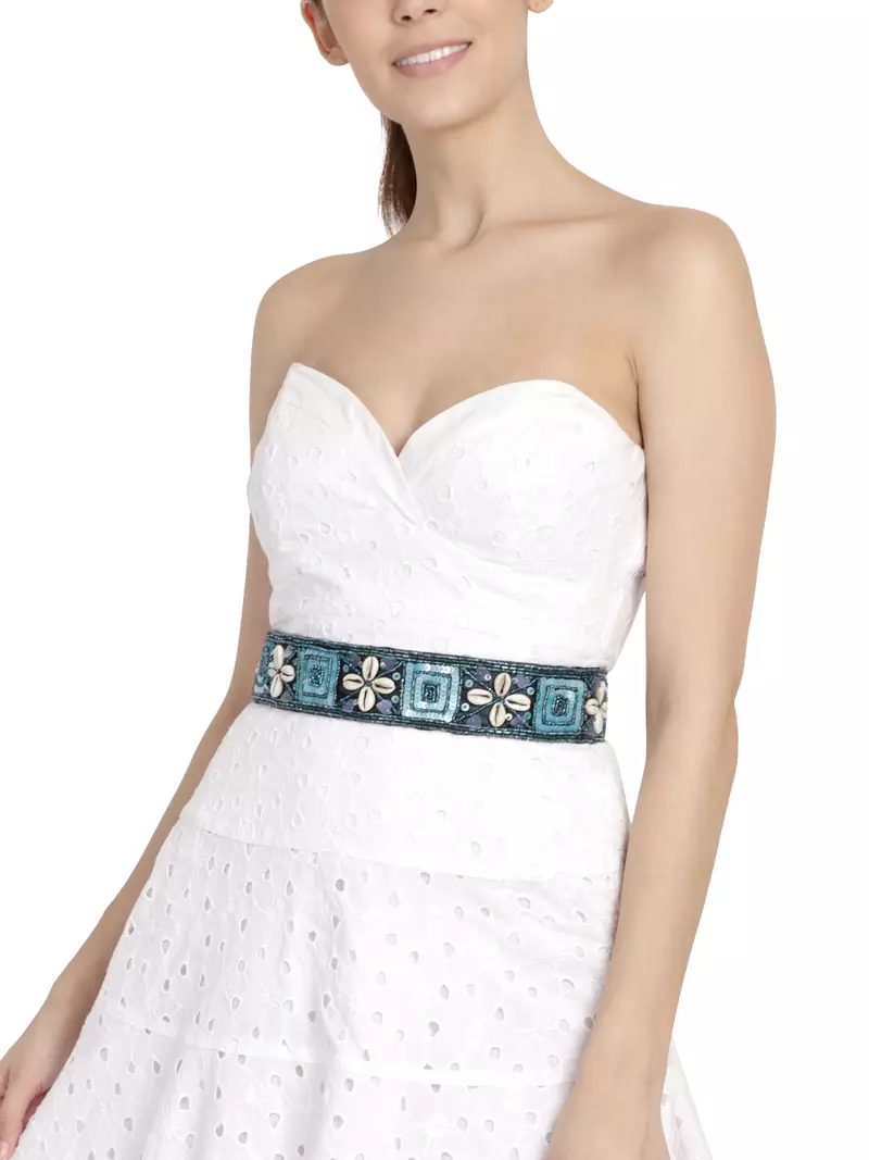 Anekaant Black & Blue Embellished Canvas Belt