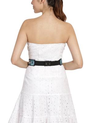 Anekaant Black & Blue Embellished Canvas Belt 2