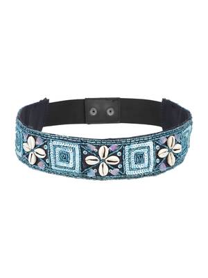 Anekaant Black & Blue Embellished Canvas Belt 3