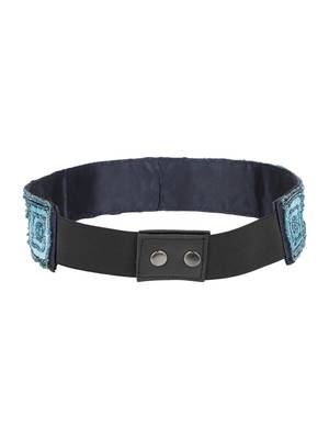 Anekaant Black & Blue Embellished Canvas Belt 4