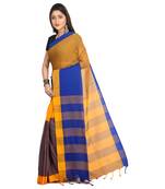 Multicolor plain cotton saree 