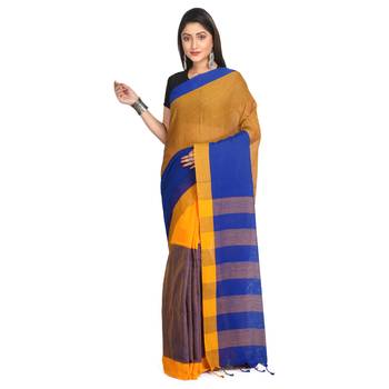 Multicolor plain cotton saree  2