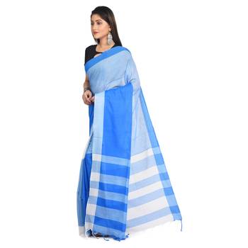 Multicolor plain cotton saree  1