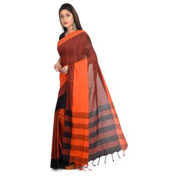 Multicolor plain cotton saree  1