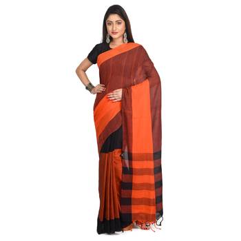 Multicolor plain cotton saree  2
